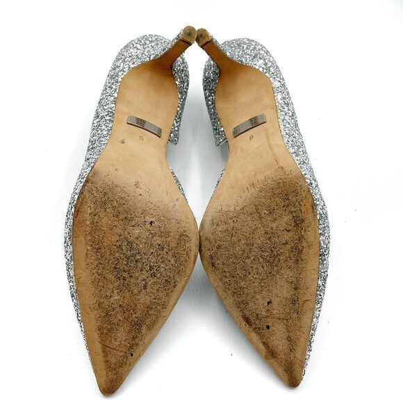 Badgley Mischka Glitter Daisy II Heels Women’s Size 6 Silver Wedding Stiletto Pu - Picture 8 of 11